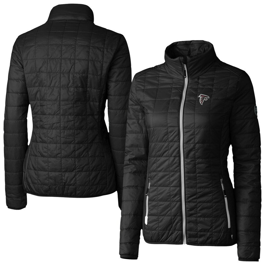 Atlanta Falcons Cutter & Buck Women's Rainier PrimaLoft Eco Insulated Full-Zip Puffer Jacket Black