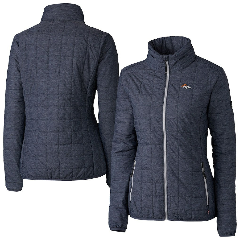 Denver Broncos Cutter & Buck Women's Rainier PrimaLoft Eco Insulated Full-Zip Puffer Jacket Navy
