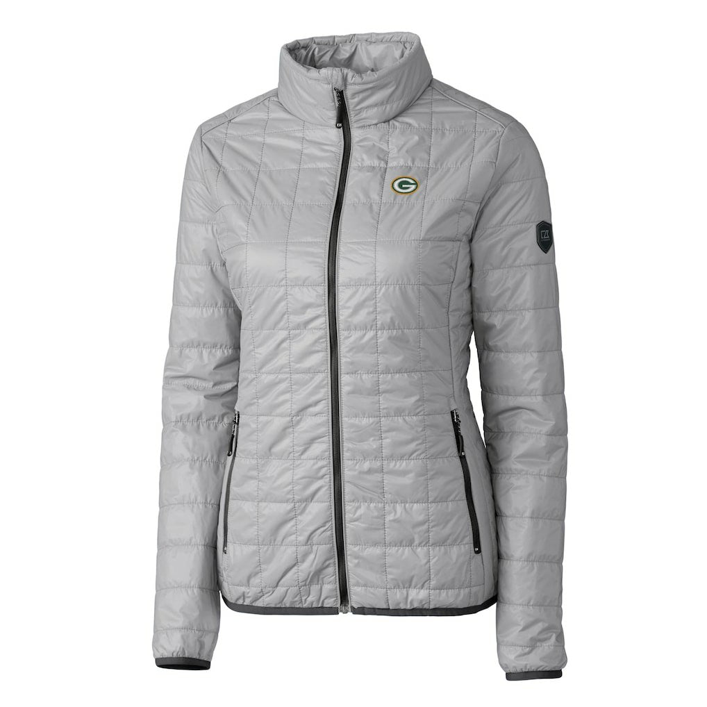 Green Bay Packers Cutter & Buck Women's Rainier PrimaLoft Eco Insulated Full-Zip Puffer Jacket Gray