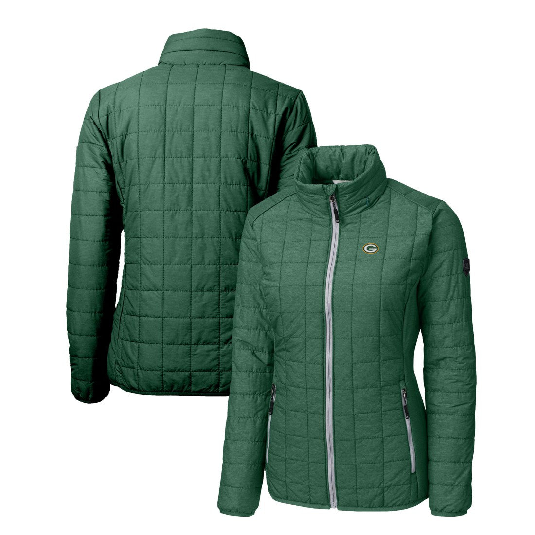 Green Bay Packers Cutter & Buck Women's Rainier PrimaLoft Eco Insulated Full-Zip Puffer Jacket Green