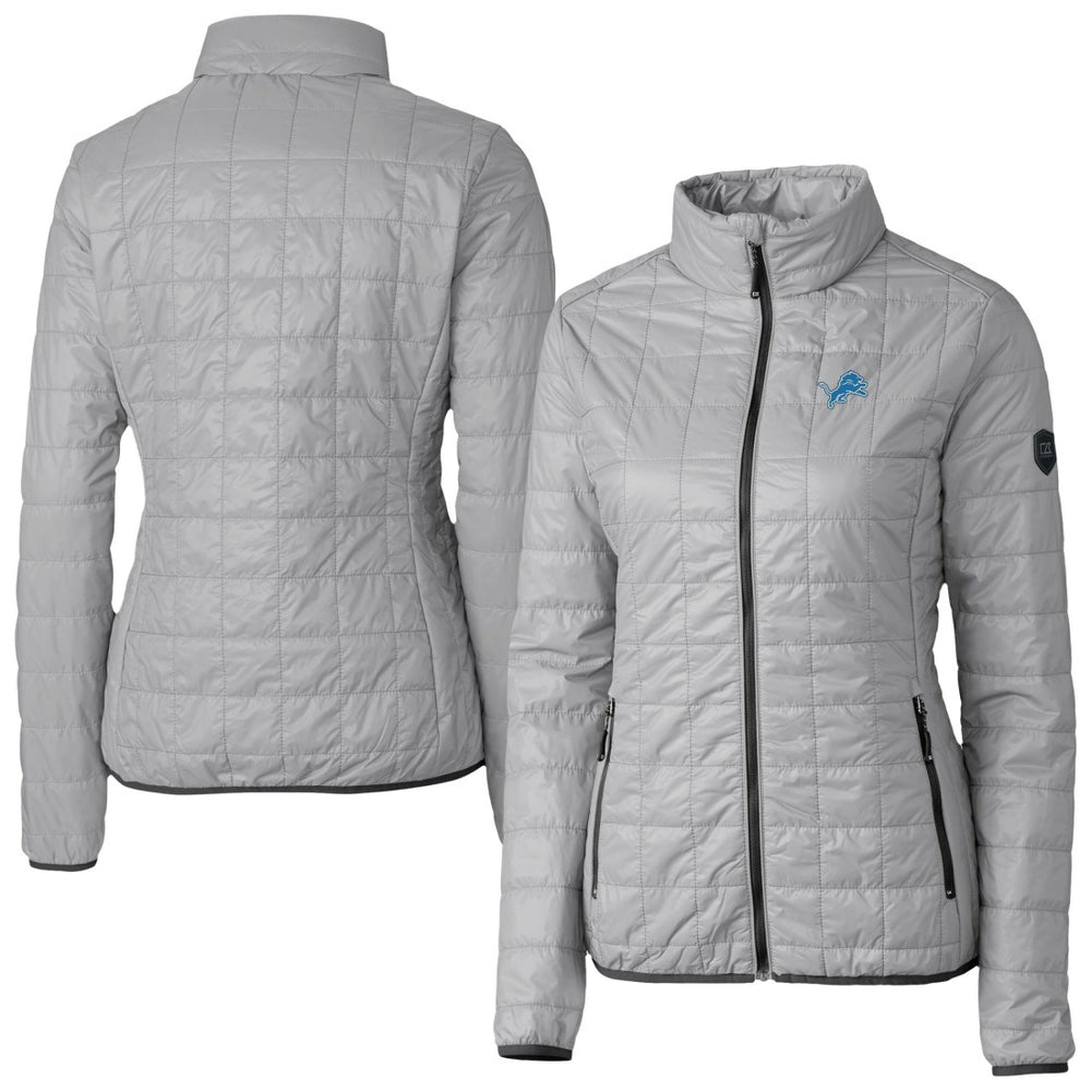 Detroit Lions Cutter & Buck Women's Rainier PrimaLoft Eco Insulated Full-Zip Puffer Jacket Gray