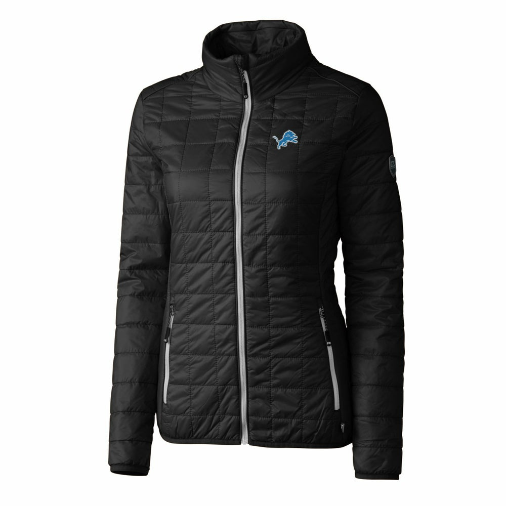 Detroit Lions Cutter & Buck Women's Rainier PrimaLoft Eco Insulated Full-Zip Puffer Jacket Black