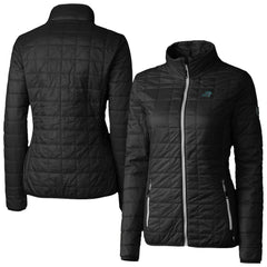 Carolina Panthers Cutter & Buck Women's Rainier PrimaLoft Eco Insulated Full-Zip Puffer Jacket Black