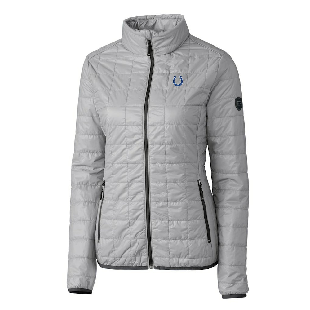 Indianapolis Colts Cutter & Buck Women's Rainier PrimaLoft Eco Insulated Full-Zip Puffer Jacket Gray