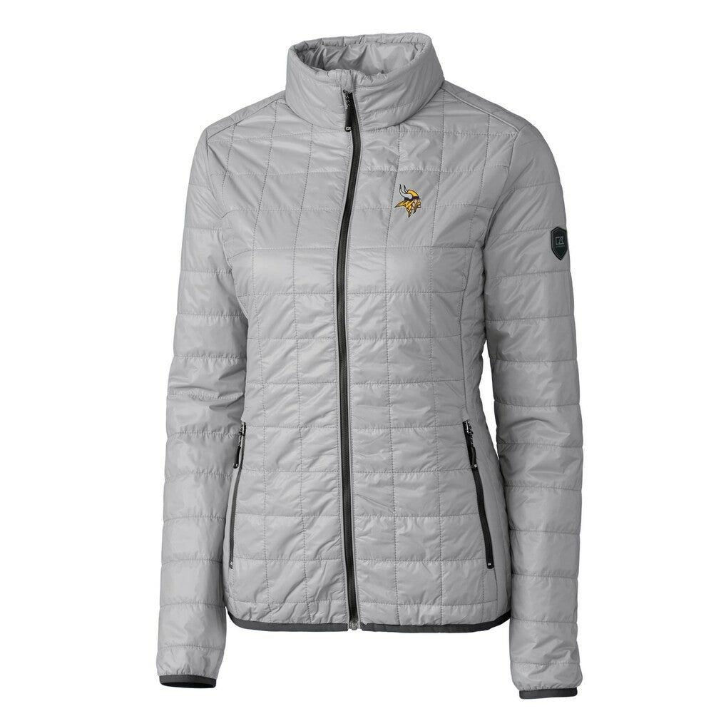 Minnesota Vikings Cutter & Buck Women's Rainier PrimaLoft Eco Insulated Full-Zip Puffer Jacket Gray