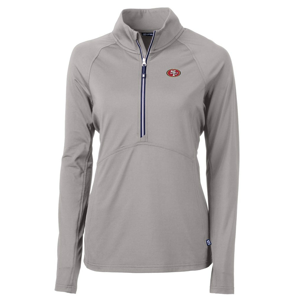 San Francisco 49ers Cutter & Buck Women's Adapt Eco Knit Stretch Recycled Half-Zip Pullover Top Gray