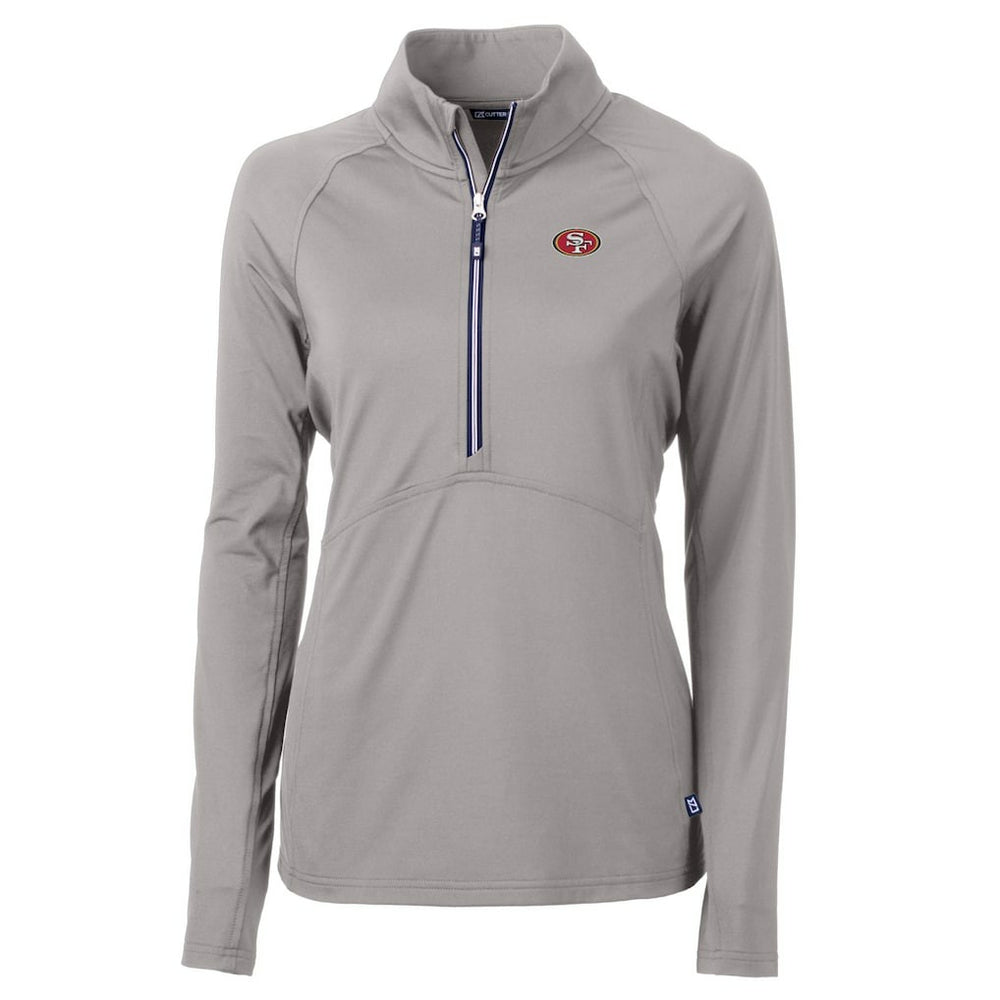 San Francisco 49ers Cutter & Buck Women's Adapt Eco Knit Stretch Recycled Half-Zip Pullover Top Gray