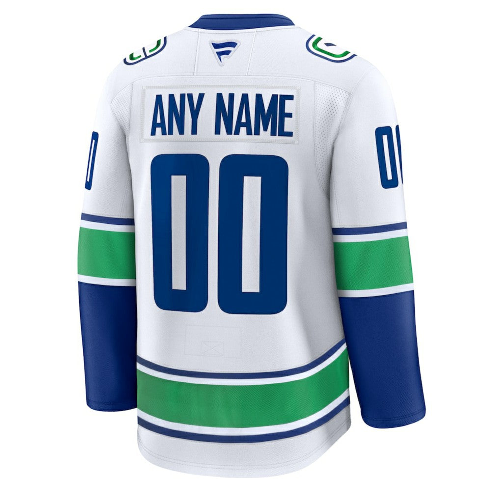 NHL,Custom Vancouver Canucks Fanatics Away Premium Custom Jersey - White