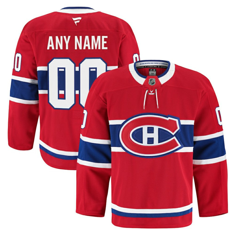 NHL,Custom Montreal Canadiens Fanatics Home Authentic Pro Custom Jersey - Red
