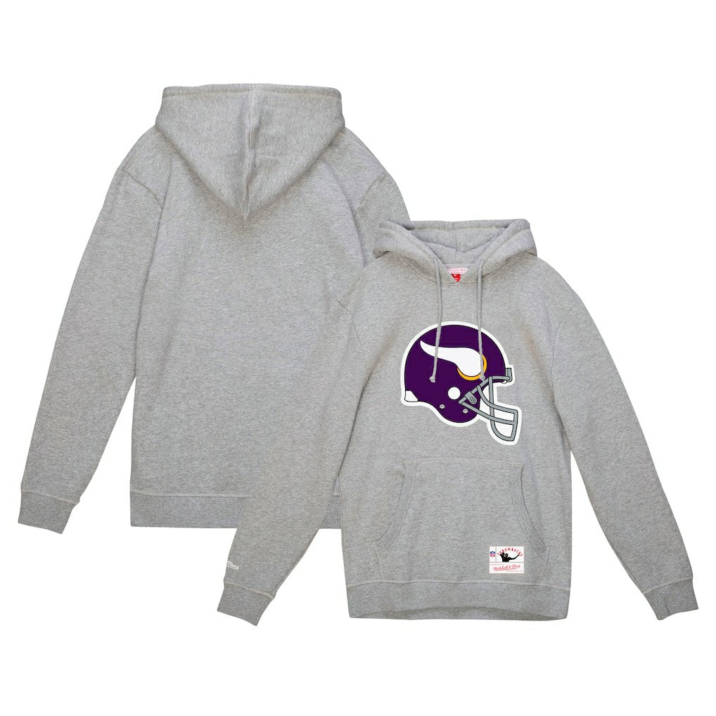 Minnesota Vikings Helmet Logo Vintage Pullover Hoodie Heather Gray