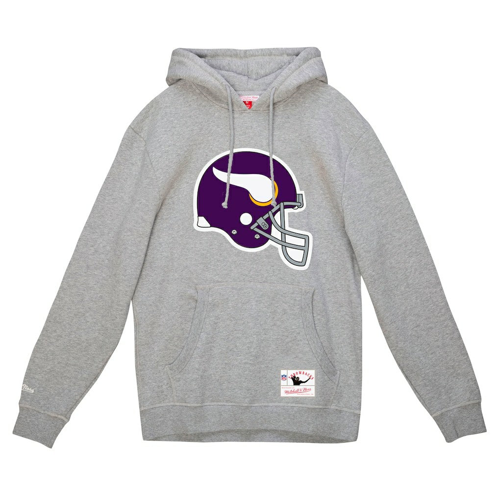 Minnesota Vikings Helmet Logo Vintage Pullover Hoodie Heather Gray
