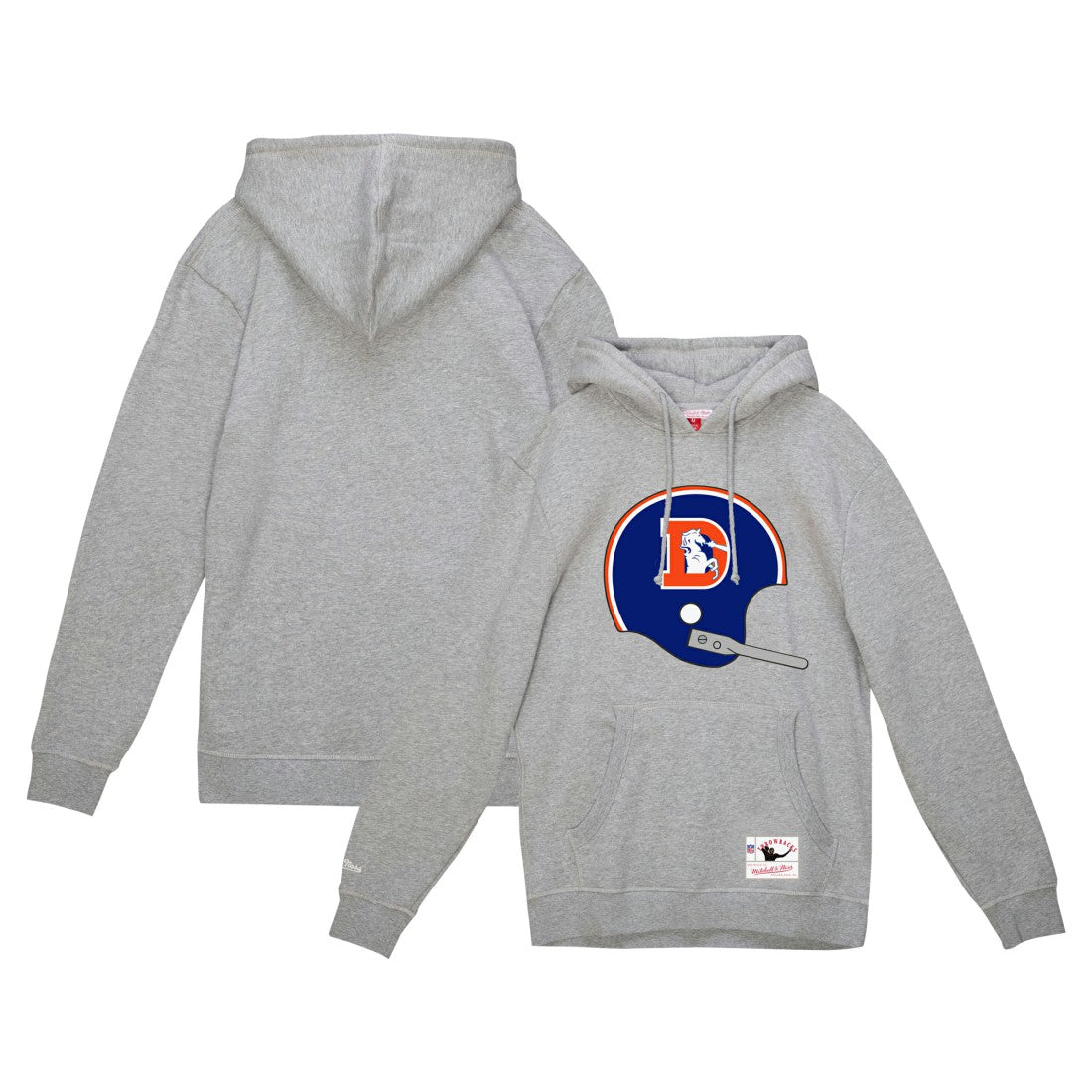 Denver Broncos Helmet Logo Vintage Pullover Hoodie Heather Gray