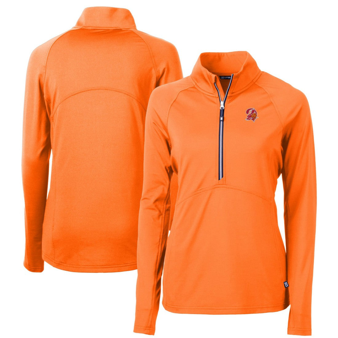 Tampa Bay Buccaneers Cutter & Buck Women's DryTec Adapt Eco Knit Stretch Recycled Raglan Half-Zip Top Orange