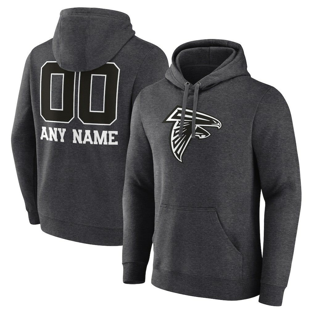 Atlanta Falcons Personalized Name & Number Monochrome Pullover Hoodie Charcoal