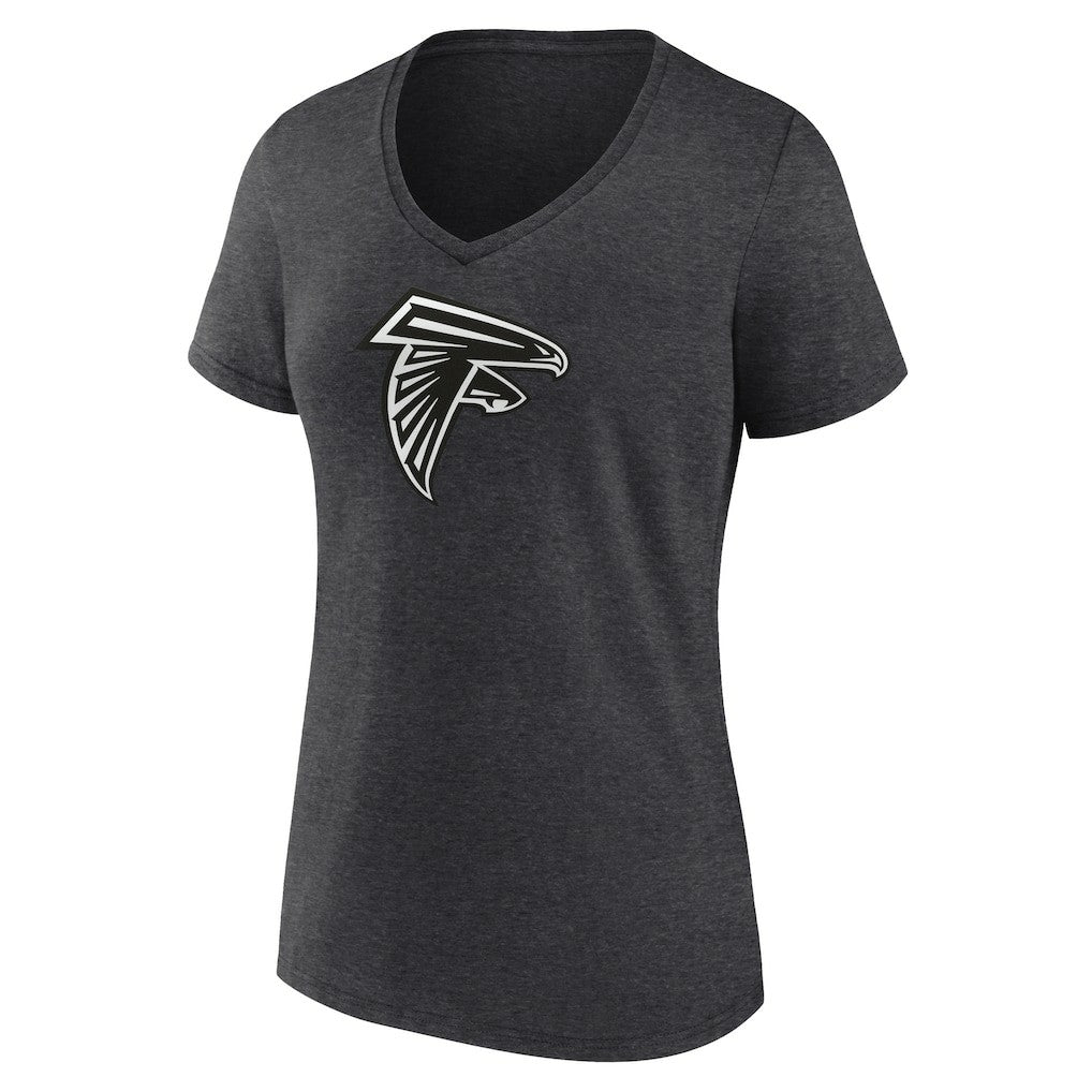 Atlanta Falcons Women's Personalized Name & Number Monochrome V-Neck Long Sleeve T-Shirt Charcoal