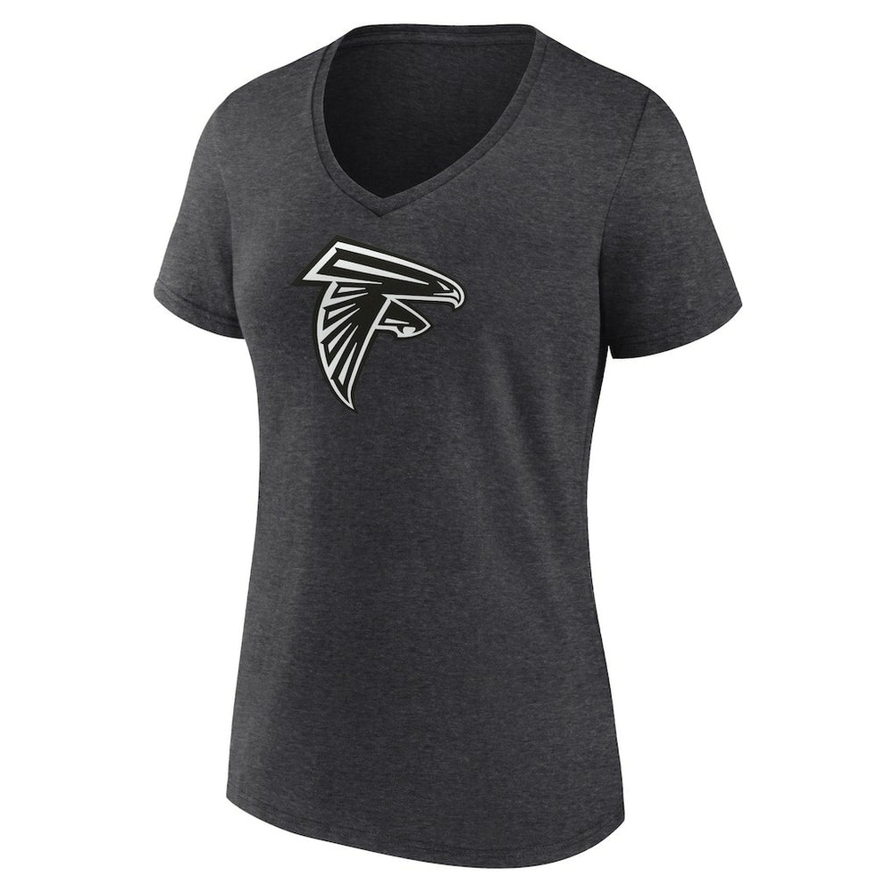 Atlanta Falcons Women's Personalized Name & Number Monochrome V-Neck Long Sleeve T-Shirt Charcoal