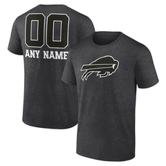 Buffalo Bills Personalized Name & Number Monochrome T-Shirt Charcoal