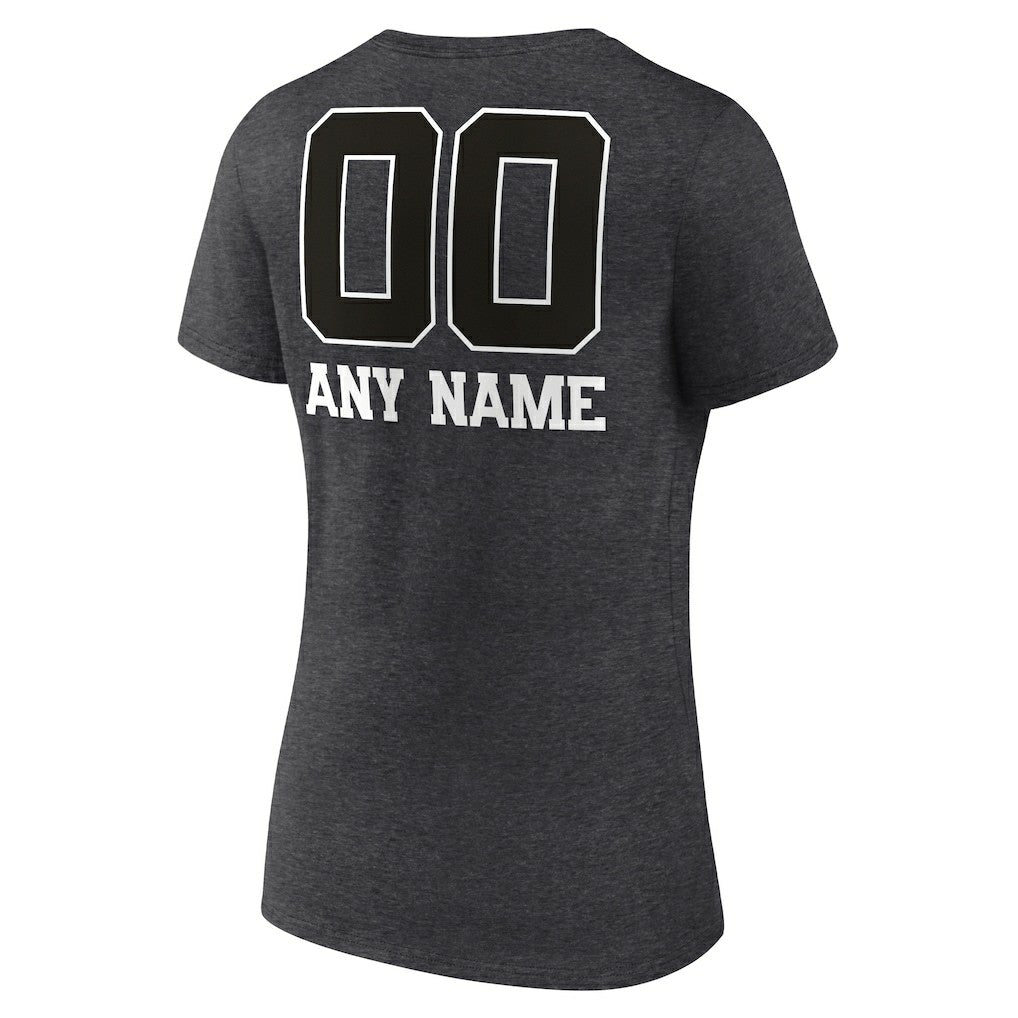 Buffalo Bills Women's Personalized Name & Number Monochrome V-Neck Long Sleeve T-Shirt Charcoal