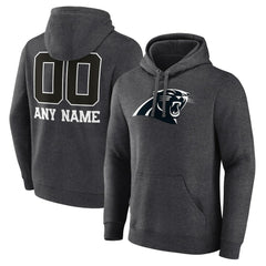 Carolina Panthers Personalized Name & Number Monochrome Pullover Hoodie Charcoal