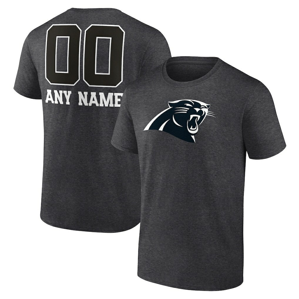 Carolina Panthers Personalized Name & Number Monochrome T-Shirt Charcoal