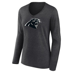 Carolina Panthers Women's Personalized Name & Number Monochrome V-neck T-Shirt Charcoal