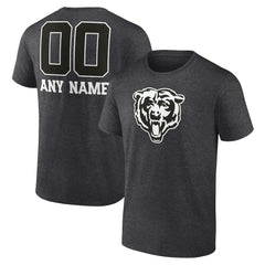 Chicago Bears Personalized Name & Number Monochrome T-Shirt Charcoal