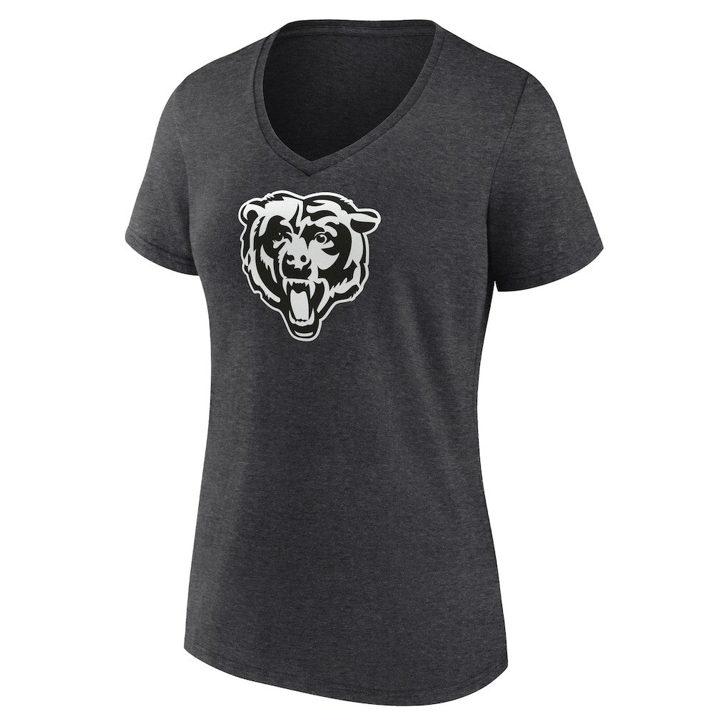 Chicago Bears Women's Personalized Name & Number Monochrome V-Neck Long Sleeve T-Shirt Charcoal