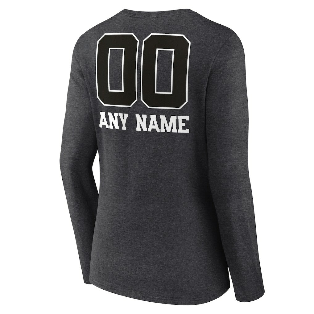 Cincinnati Bengals Women's Personalized Name & Number Monochrome V-neck T-Shirt Charcoal