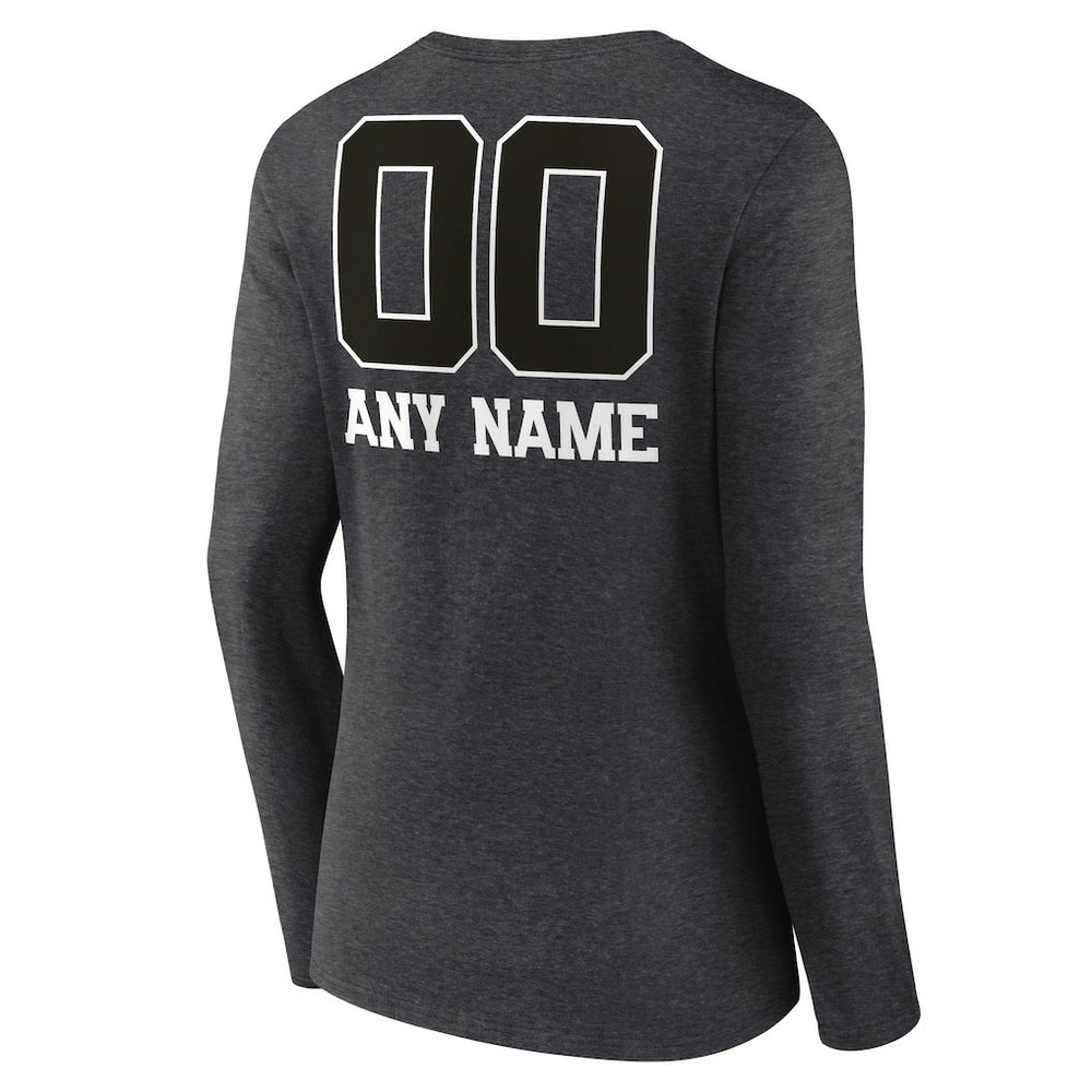 Cincinnati Bengals Women's Personalized Name & Number Monochrome V-neck T-Shirt Charcoal