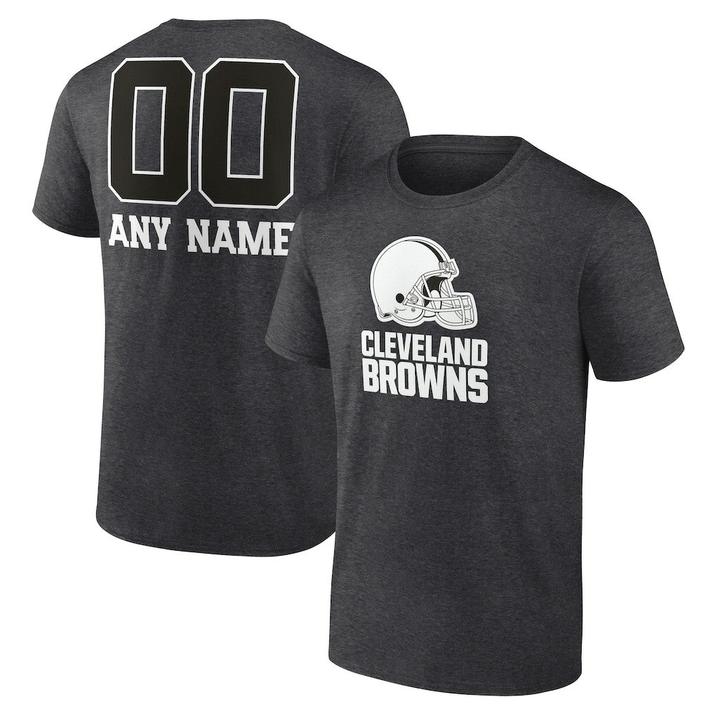 Cleveland Browns Personalized Name & Number Monochrome T-Shirt Charcoal