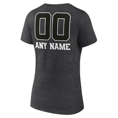 Cleveland Browns Women's Personalized Name & Number Monochrome V-Neck Long Sleeve T-Shirt Charcoal