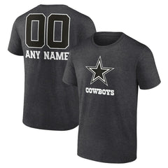 Dallas Cowboys Personalized Name & Number Monochrome T-Shirt Charcoal