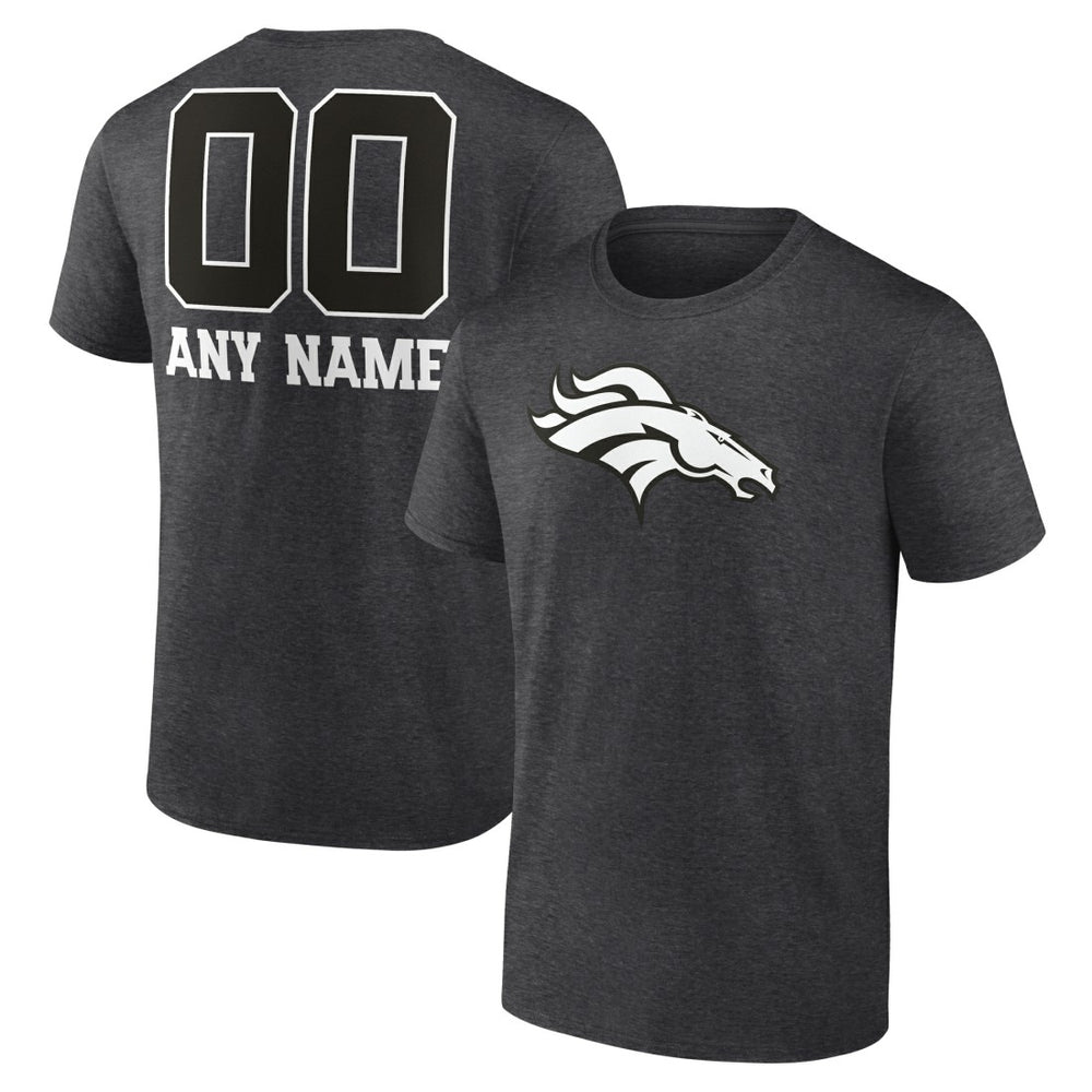 Denver Broncos Personalized Name & Number Monochrome T-Shirt Charcoal