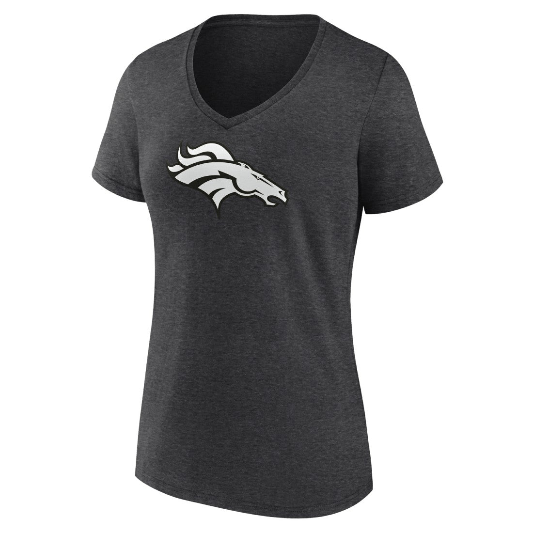 Denver Broncos Women's Personalized Name & Number Monochrome V-Neck Long Sleeve T-Shirt Charcoal