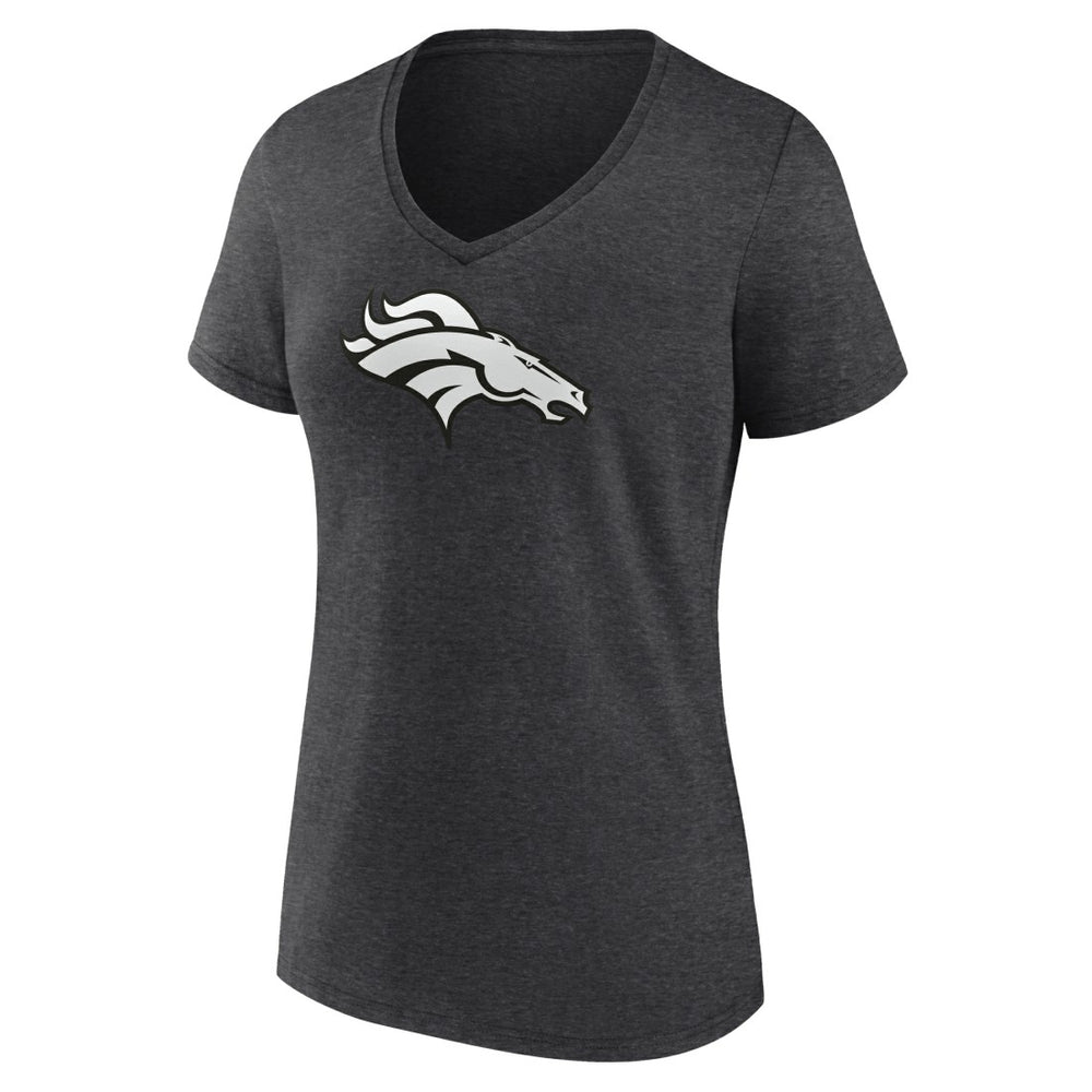 Denver Broncos Women's Personalized Name & Number Monochrome V-Neck Long Sleeve T-Shirt Charcoal