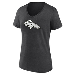 Denver Broncos Women's Personalized Name & Number Monochrome V-Neck Long Sleeve T-Shirt Charcoal