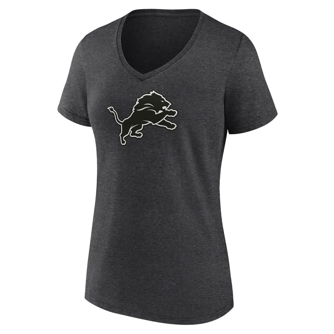 Detroit Lions Women's Personalized Name & Number Monochrome V-Neck Long Sleeve T-Shirt Charcoal