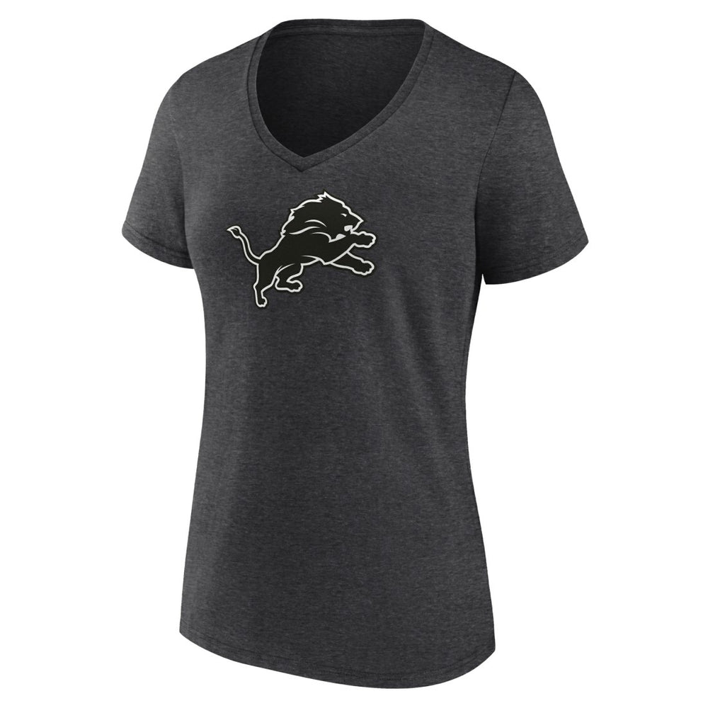 Detroit Lions Women's Personalized Name & Number Monochrome V-Neck Long Sleeve T-Shirt Charcoal