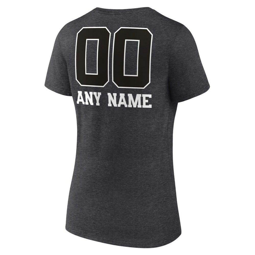 Green Bay Packers Women's Personalized Name & Number Monochrome V-Neck Long Sleeve T-Shirt Charcoal