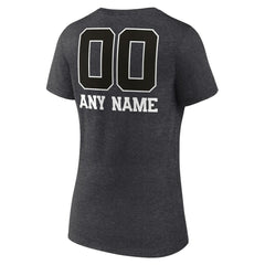 Green Bay Packers Women's Personalized Name & Number Monochrome V-Neck Long Sleeve T-Shirt Charcoal