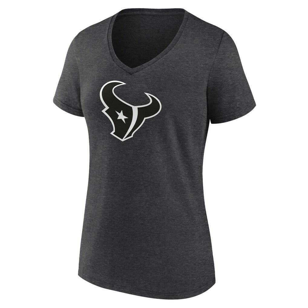 Houston Texans Women's Personalized Name & Number Monochrome V-Neck Long Sleeve T-Shirt Charcoal