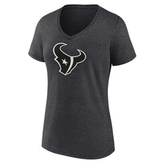 Houston Texans Women's Personalized Name & Number Monochrome V-Neck Long Sleeve T-Shirt Charcoal