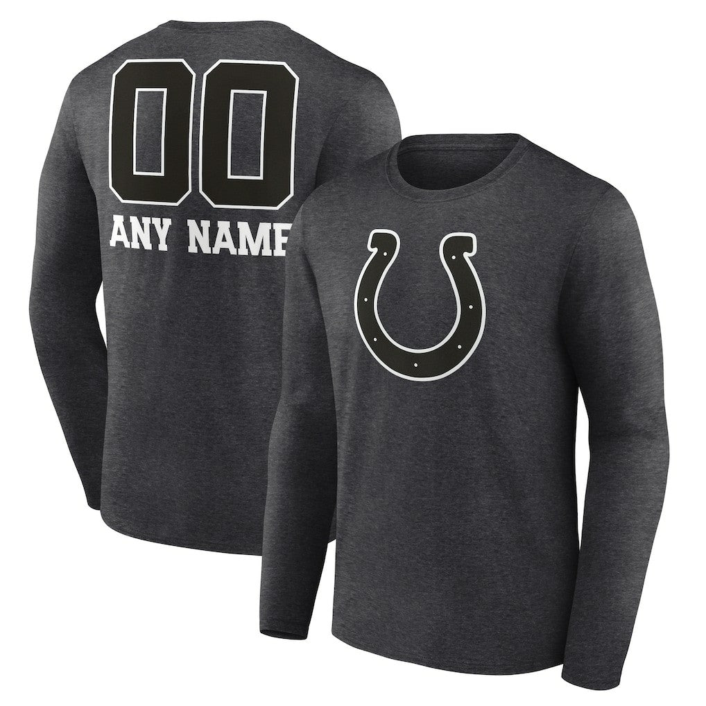 Indianapolis Colts Personalized Name & Number Monochrome Long Sleeve T-Shirt Charcoal