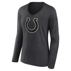 Indianapolis Colts Women's Personalized Name & Number Monochrome V-neck T-Shirt Charcoal