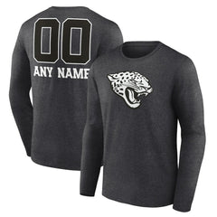 Jacksonville Jaguars Personalized Name & Number Monochrome Long Sleeve T-Shirt Charcoal