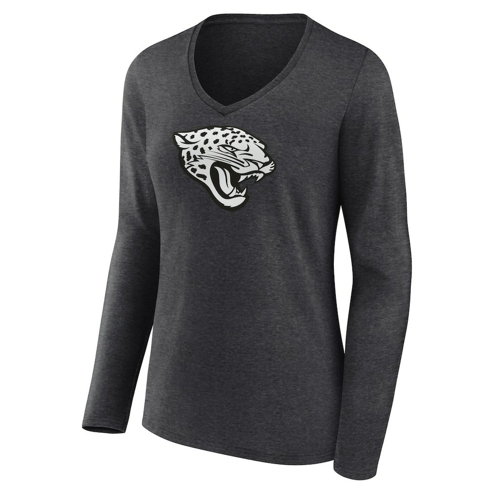 Jacksonville Jaguars Women's Personalized Name & Number Monochrome V-neck T-Shirt Charcoal