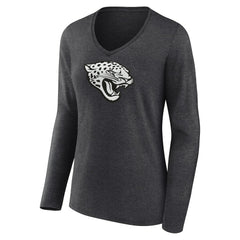 Jacksonville Jaguars Women's Personalized Name & Number Monochrome V-neck T-Shirt Charcoal