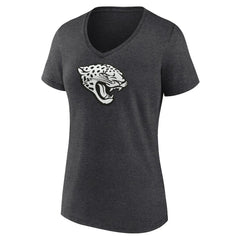 Jacksonville Jaguars Women's Personalized Name & Number Monochrome V-Neck Long Sleeve T-Shirt Charcoal