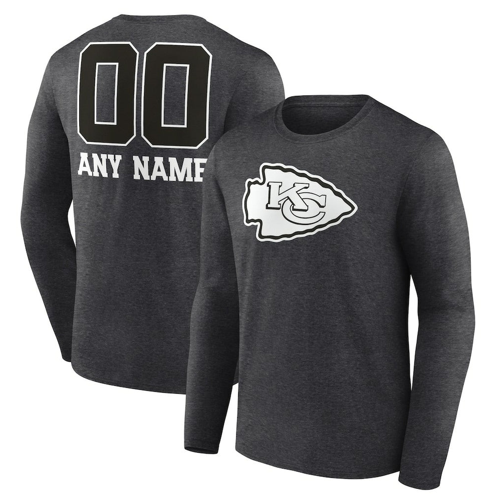 Kansas City Chiefs Personalized Name & Number Monochrome Long Sleeve T-Shirt Charcoal