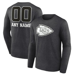 Kansas City Chiefs Personalized Name & Number Monochrome Long Sleeve T-Shirt Charcoal